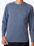 Detailed texture shot of the Seamfinity Long Sleeve Shirt in Indigo Navy, showcasing the premium, subtle texture||||Indigo Blue
